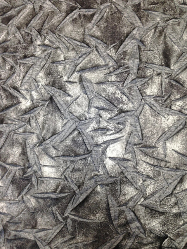 Polyester Spandex Fabric - Crinkle 2 Tone Matte Foil Kamang Design, Charcoal/Grey, Charcoal/Gold, 54/56" Width