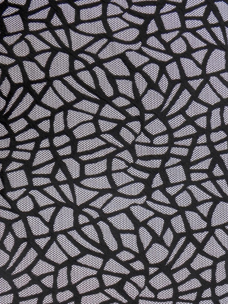 Polyester Spandex Double Knit Fabric - Black Abstract Design, 56" Width (1 Yard)