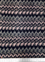 Ikat Zigzag Pattern Polyester Fabric - Holographic Faux Sequins, Stretch Bodre Mini Pleat, 57" To 58" Width