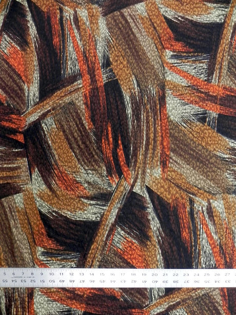 Abstract Design Acetate Polyester Spandex Fukuro Jacquard Fabric - Rust, Teal, Abstract Pattern, 58" To 60" Width