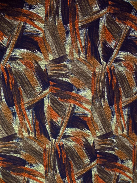 Abstract Design Acetate Polyester Spandex Fukuro Jacquard Fabric - Rust, Teal, Abstract Pattern, 58" To 60" Width