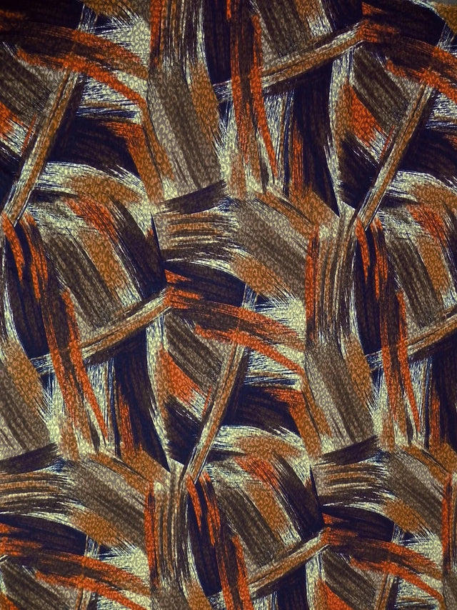 Abstract Design Acetate Polyester Spandex Fukuro Jacquard Fabric - Rust, Teal, Abstract Pattern, 58" To 60" Width