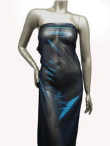 Polyester Sheer Mesh Fabric - Dark Turquoise Foil, 2 Ways Stretch, 58"-60" Width (1 Yard)