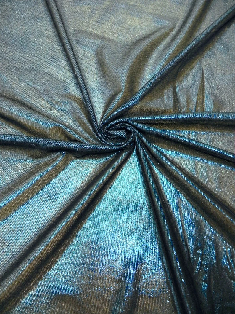 Polyester Sheer Mesh Fabric - Dark Turquoise Foil, 2 Ways Stretch, 58"-60" Width (1 Yard)
