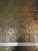 Polyester Spandex Velvet Fabric - Foil Abstract Design, Dark Gold, Dark Silver, 58" To 60" Width