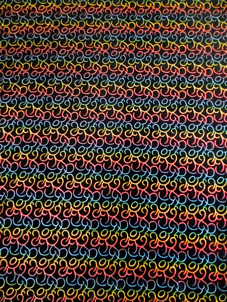 Polyester Spandex Velvet Fabric - Multi Foil Hologram Effect Swirl Design, 58 To 60 Inches Wide