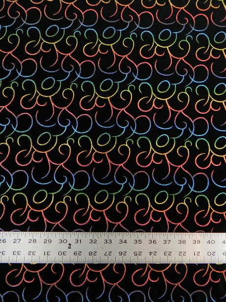 Polyester Spandex Velvet Fabric - Multi Foil Hologram Effect Swirl Design, 58 To 60 Inches Wide