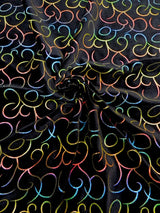 Polyester Spandex Velvet Fabric - Multi Foil Hologram Effect Swirl Design, 58 To 60 Inches Wide