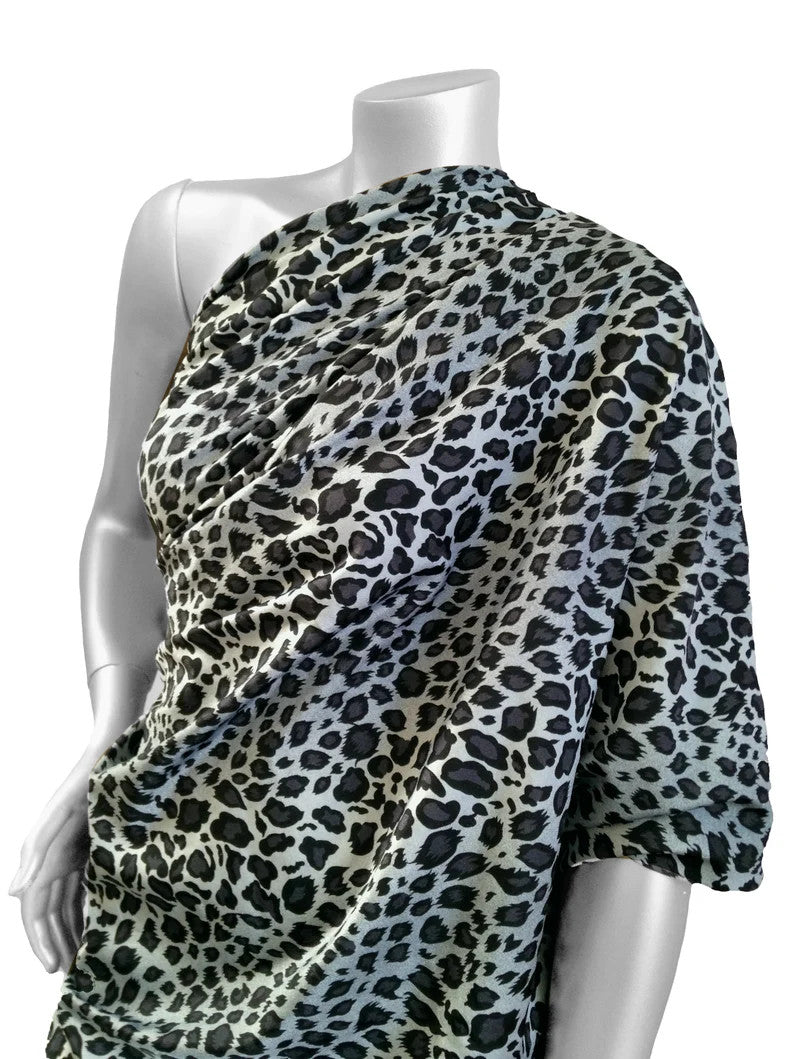 Leopard Animal Print Nylon Spandex Fabric - Shiny Tricot, Leopard Print, 58"-60" Width