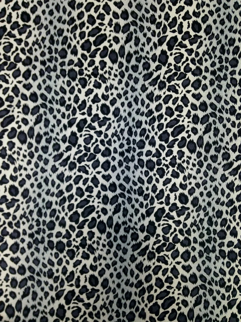 Leopard Animal Print Nylon Spandex Fabric - Shiny Tricot, Leopard Print, 58"-60" Width