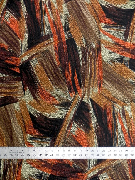 Abstract Design Acetate Polyester Spandex Fukuro Jacquard Fabric - Rust, Teal, Abstract Pattern, 58" To 60" Width