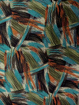 Abstract Design Acetate Polyester Spandex Fukuro Jacquard Fabric - Rust, Teal, Abstract Pattern, 58" To 60" Width