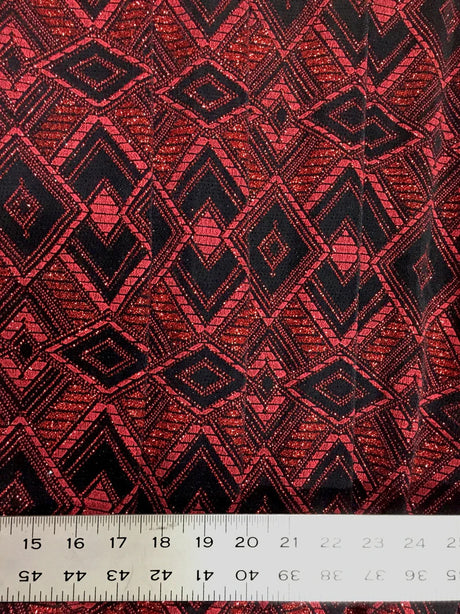 Polyester Spandex Geometric Design On Acetate Slinky Fabric - Glitter And Lurex, 52" Width