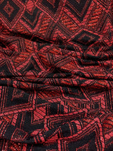 Polyester Spandex Geometric Design On Acetate Slinky Fabric - Glitter And Lurex, 52" Width