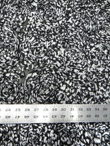 Polyester Textured Chiffon Fabric - Animal Print Large Rosettes On Black Non-Stretch Mesh, Silver, Brown, 50" Width