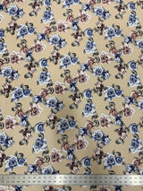 Antique Floral Design Polyester Bulgari Spandex Fabric - Floral Print, Light-Medium Weight, 58"-60" Width
