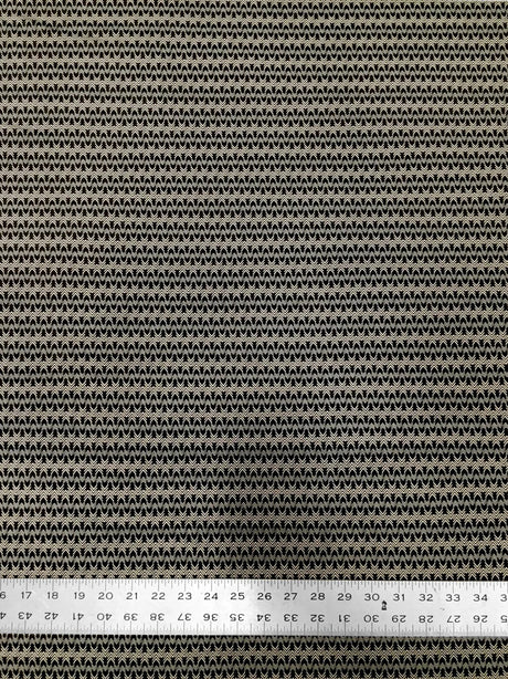 Polyester Venezia Spandex Fabric - Geometric Small Design, Navy, Beige, 58" Width