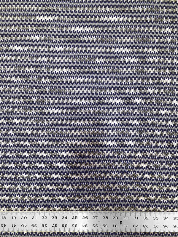 Polyester Venezia Spandex Fabric - Geometric Small Design, Navy, Beige, 58" Width