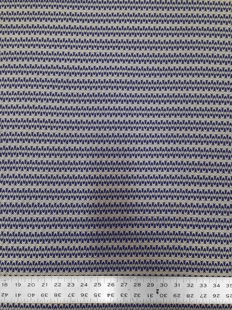 Polyester Venezia Spandex Fabric - Geometric Small Design, Navy, Beige, 58" Width