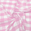 1″ inch Pink White Checkered Gingham Polyester Poplin Fabric,
