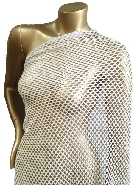 Small Fish Net Mesh Polyester Spandex Fabric - 0.4 Inch Diamond Mesh, See Through, 58" To 60" Width