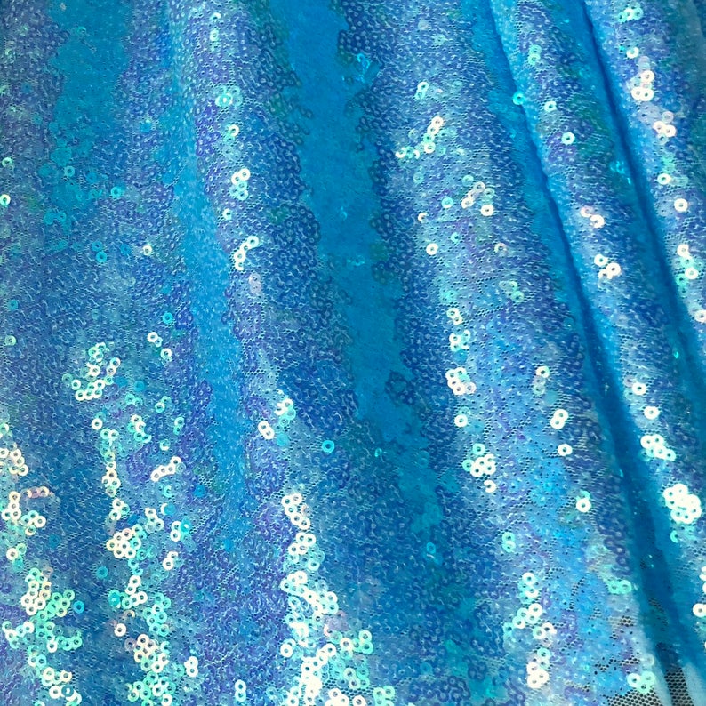 Light Blue Mini Glitz Sequin Mesh Fabric,