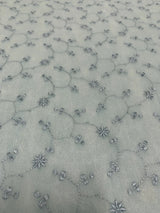 Vintage Floral Embroidered Design Polyester Spandex Mesh Fabric - Floral Embroidery, See-Through, 60" Width