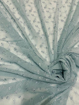 Vintage Floral Embroidered Design Polyester Spandex Mesh Fabric - Floral Embroidery, See-Through, 60" Width