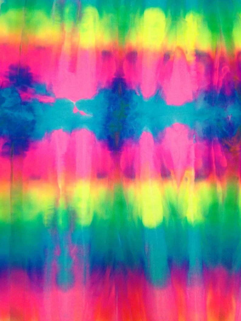 Tie Dye Multi-Color Pattern Nylon Spandex Shiny Tricot Fabric - Multi Color, Tie Dye, 58-60" Width
