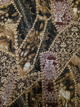 Polyester Fukuro Fabric - Textured Abstract Design With Gold Foil, 52/54" Width