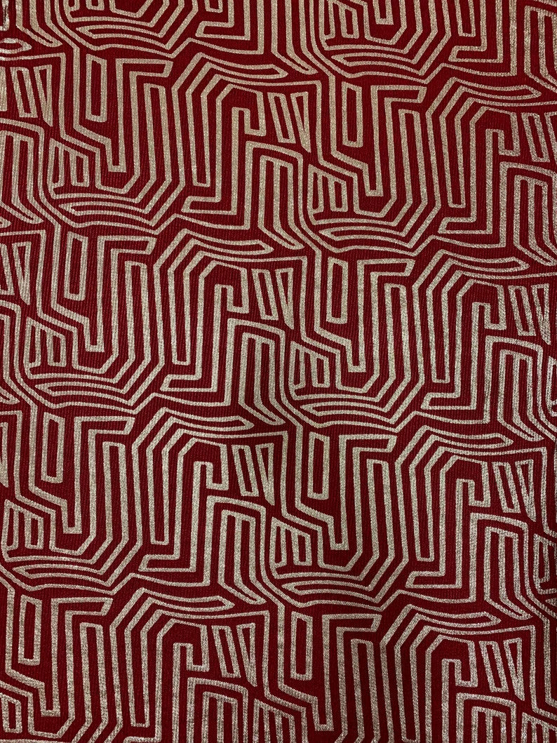 Polyester Spandex 2X2 Rib Fabric - Abstract Gold Foil Design, Light Weight, 56/58" Width