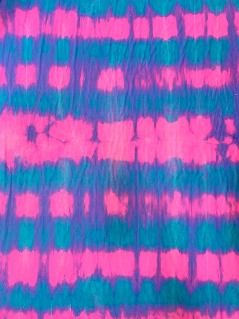 Tie Dye Multi-Color Pattern Nylon Spandex Shiny Tricot Fabric - Multi Color, Tie Dye, 58-60" Width