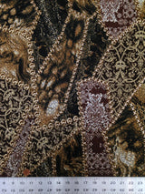 Polyester Fukuro Fabric - Textured Abstract Design With Gold Foil, 52/54" Width