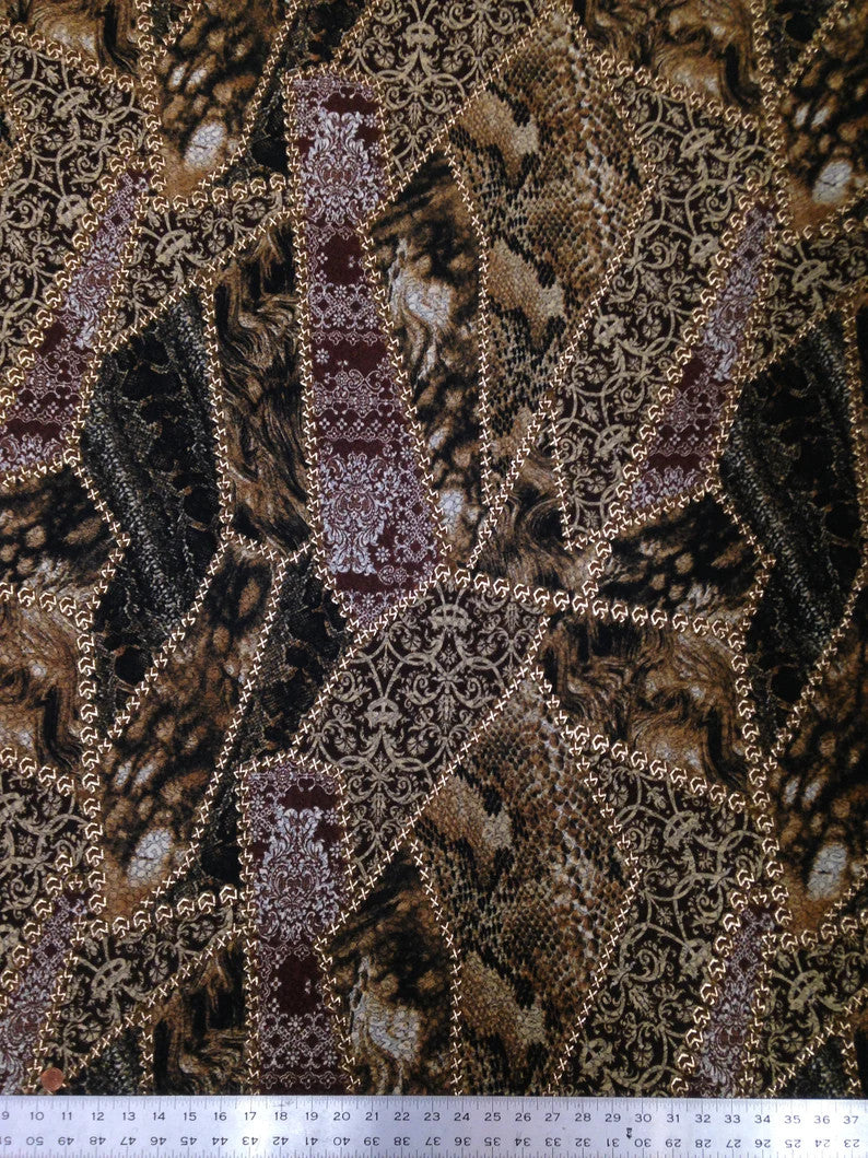 Polyester Fukuro Fabric - Textured Abstract Design With Gold Foil, 52/54" Width