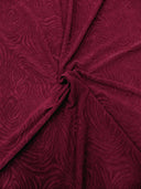 Polyester Acetate Fukuro Jacquard Fabric - Textured Swirl Design, Wine, Blush, Royal, 58/60" Width