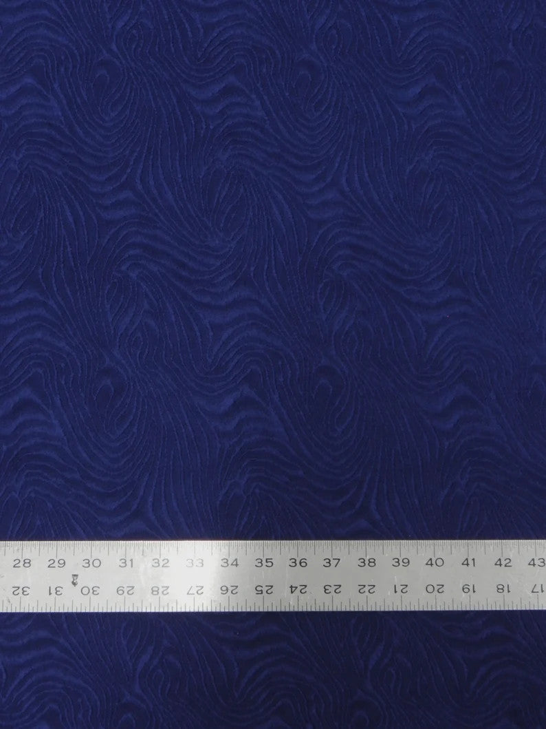Polyester Acetate Fukuro Jacquard Fabric - Textured Swirl Design, Wine, Blush, Royal, 58/60" Width