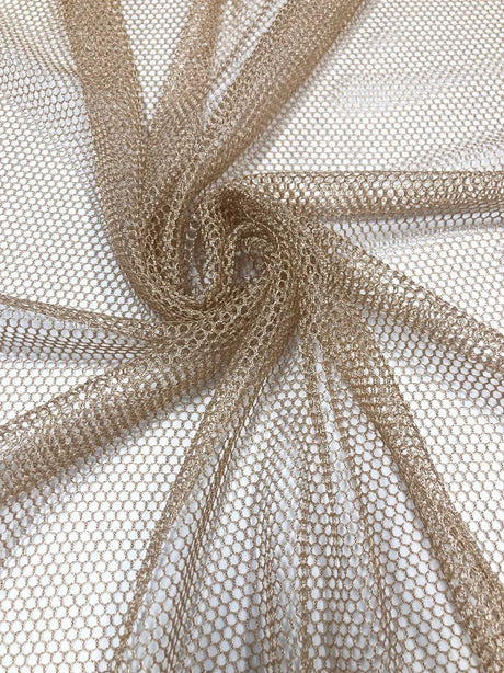 Polyester See Through Gold Mesh With Gold Lurex Fabric - Gold Mesh, Gold Lurex, 70" Width