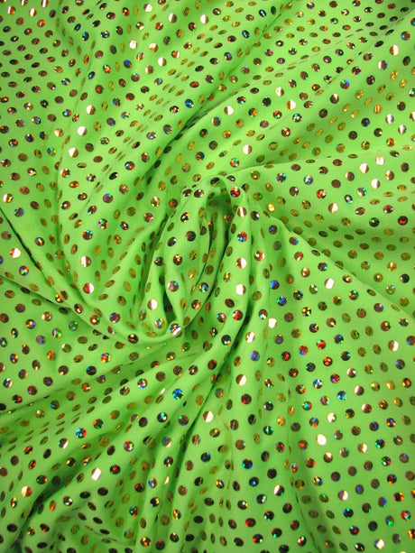 Polyester Single Spandex Fabric - 4Mm Hologram Shiny Circle, 58" To 60" Width
