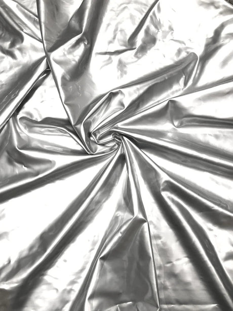 Polyester Spandex Shiny Faux Liquid Vinyl Fabric - Black, Red, Silver, White, Gold, Orange, 56" Width