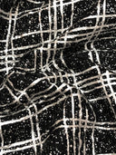 Polyester Spandex Fabric - Poodle Textured Dull Foil, 4Mm Sequins, Silver/Black, Gold/Black, 52/54" Width