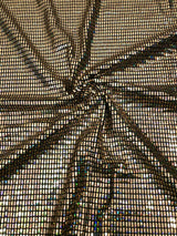Nylon Spandex Slinky Fabric - 7Mm Shiny Hologram Rectangular Trans & Lurex, Gold, Silver, Red, Navy, 57/58" Width