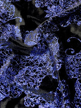 Polyester Velvet Spandex Fabric - Royal Glitters Geometric Design, Royal Blue, 58-60" Width