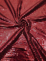 Nylon Spandex Slinky Fabric - 7Mm Shiny Hologram Rectangular Trans & Lurex, Gold, Silver, Red, Navy, 57/58" Width