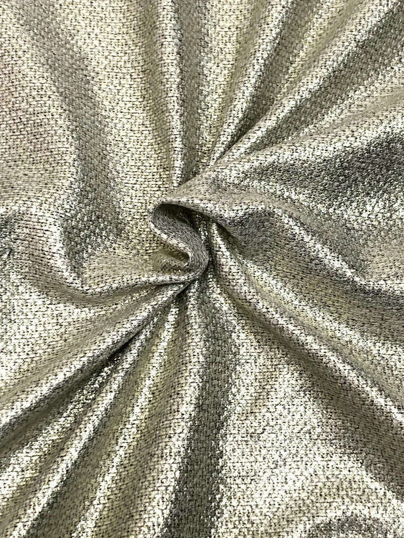 Polyester Sweater Knit Fabric - Gold Lurex Foil Design, 58/60" Width (1 Yard)