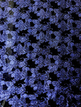 Polyester Velvet Spandex Fabric - Royal Glitters Geometric Design, Royal Blue, 58-60" Width