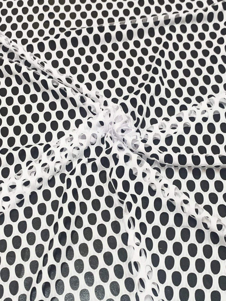 Nylon Spandex Oval Fishnet Mesh Fabric - See Through Plain Oval Pattern, 56" Width