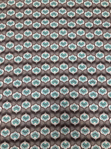 Cotton Floral Design Cotton Fabric - Brown, Light Grey, Aqua, White, 43" Width