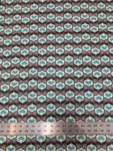 Cotton Floral Design Cotton Fabric - Brown, Light Grey, Aqua, White, 43" Width