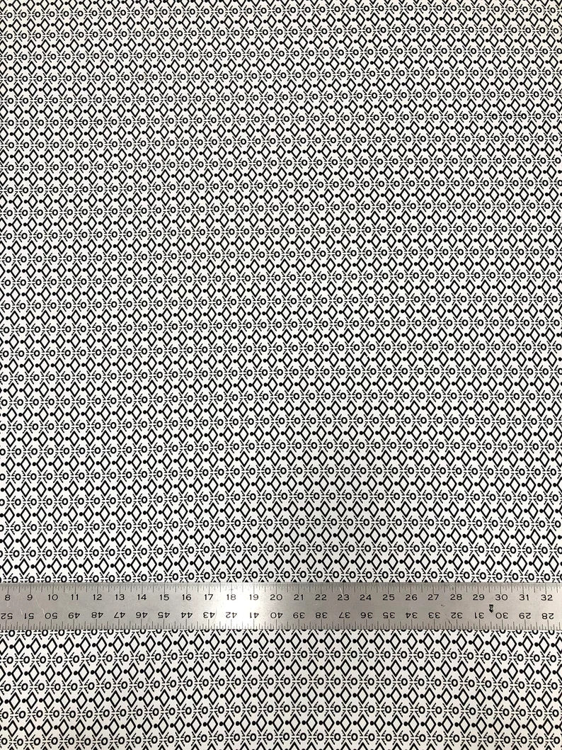 Polyester Spandex Fabric - Small Geometric White And Black Print, 58" Width