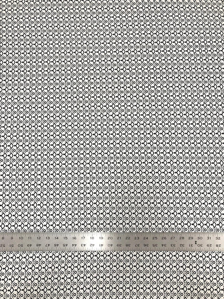 Polyester Spandex Fabric - Small Geometric White And Black Print, 58" Width